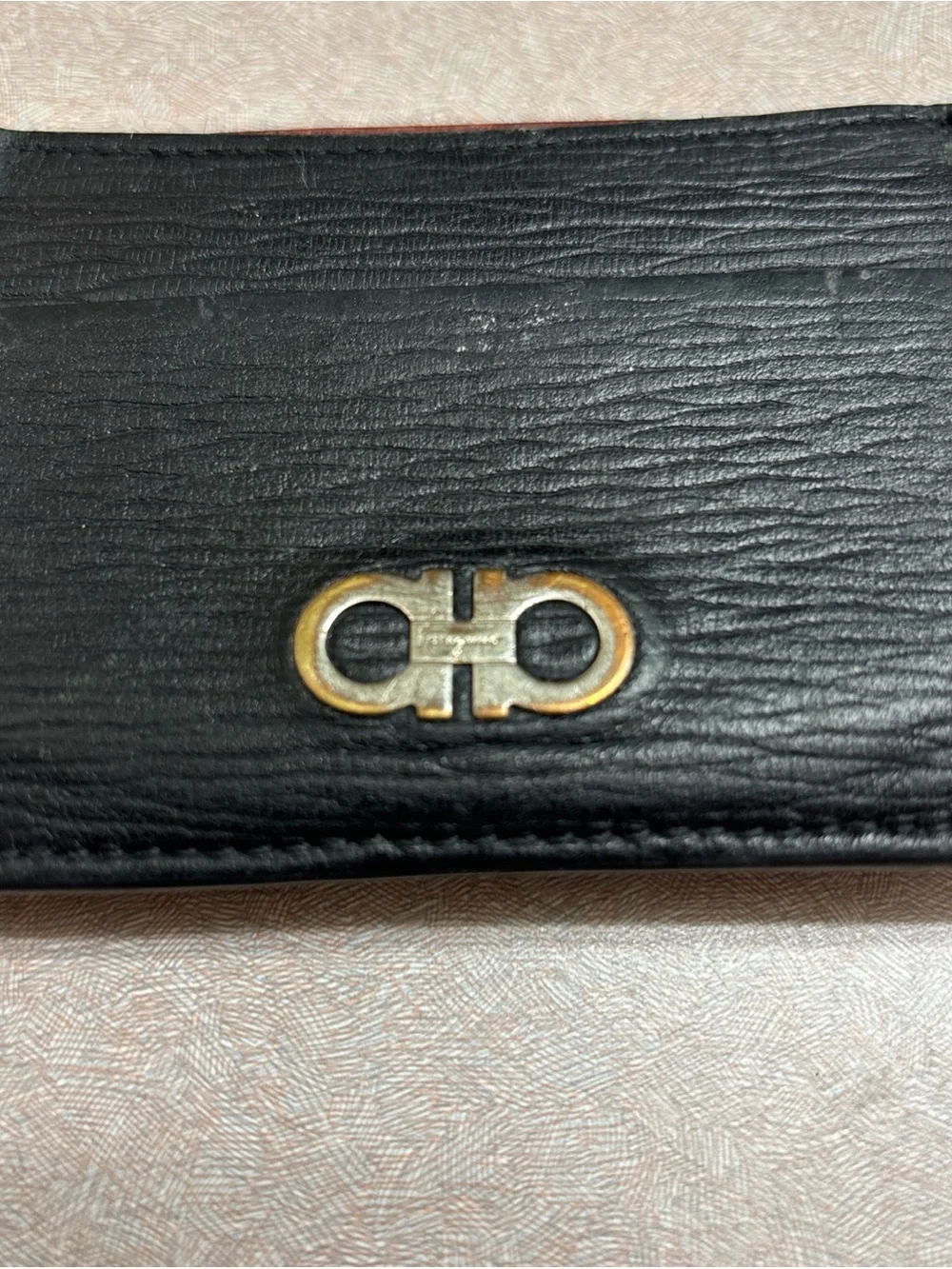 Salvatore Ferragamo Men's Double Gancini Cardholder NERO PEBBLE Magnetic Clip